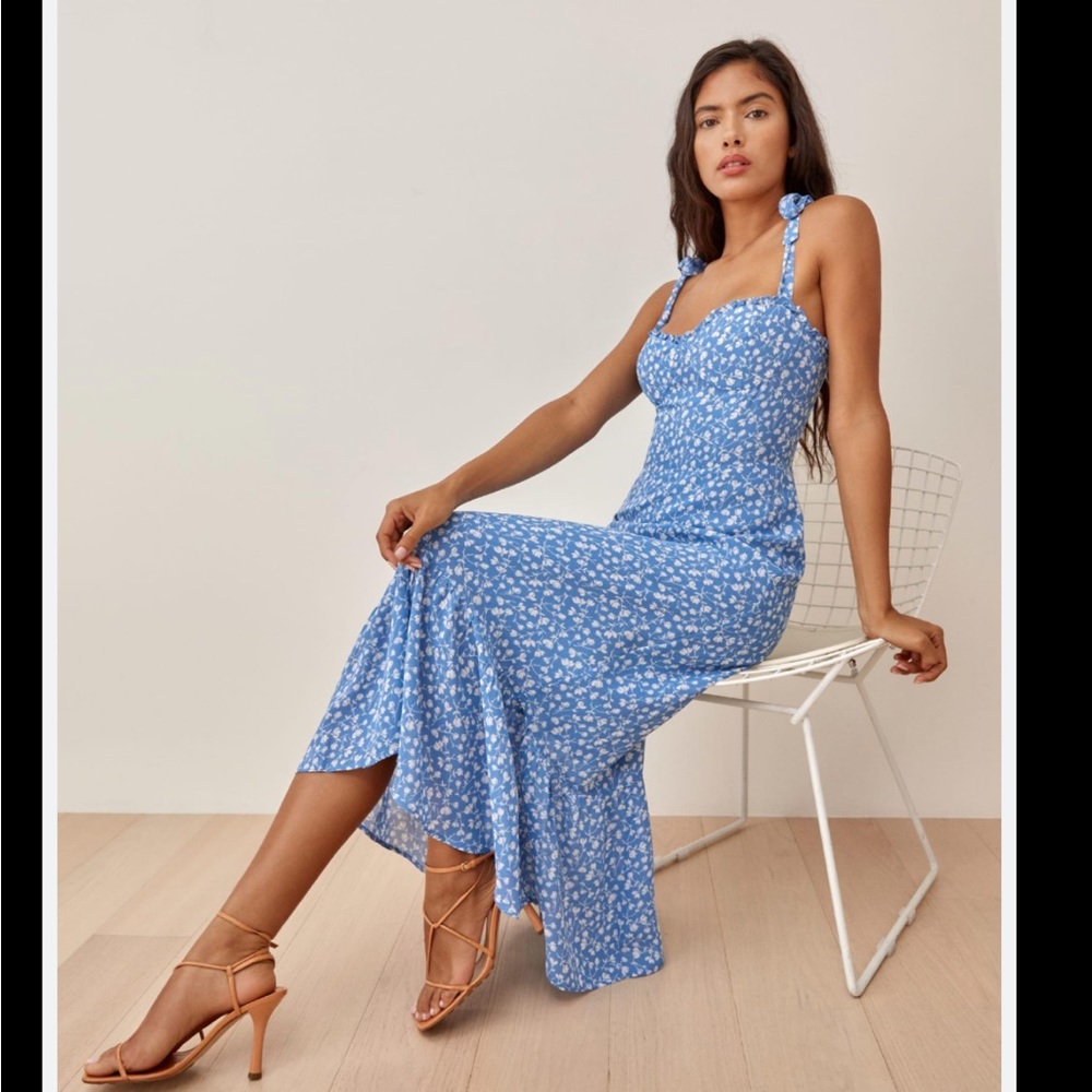 *Sold* REFORMATION Nikita Dress Blue Floral 2